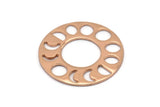 Moon Phases Pendant, 1 Rose Gold Plated Brass Circle Pendants, Earring Findings (33x1mm) U121 Q0334