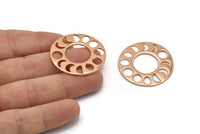 Moon Phases Pendant, 1 Rose Gold Plated Brass Circle Pendants, Earring Findings (33x1mm) U121 Q0334