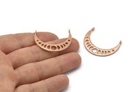 Ay Evreleri Kolye, 2 Halkalı 2 Gül Altın Kaplama Pirinç Hilal Kolye, Küpe Bulguları (35x8x1mm) BS 2067 Q0192