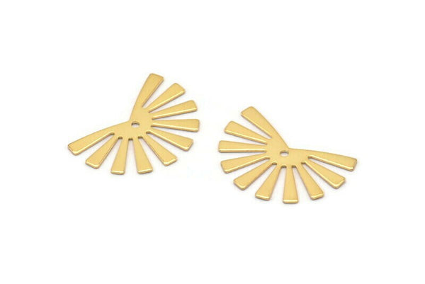 Gold Sun Charm, 6 Gold Plated Brass Rising Sun Flag Charms With 1 Hole, Findings, Earrings (25x17x0.60mm) D989 Q0922