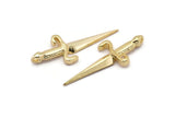 Knight&#39;s Sword Pendant, Gold Plated Brass Sword Pendants (50x19mm) N0225 Q0660
