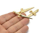 Knight&#39;s Sword Pendant, Gold Plated Brass Sword Pendants (50x19mm) N0225 Q0660