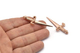 Knight&#39;s Sword Pendant, Rose Gold Plated Brass Sword Pendants (50x19mm) N0225 Q0660