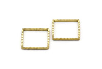 Minimalist Brass Charm, 24 Raw Brass Textured Square Findings  (16mm)   A0577