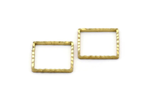 Minimalist Brass Charm, 24 Raw Brass Textured Square Findings  (16mm)   A0577