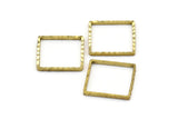 Minimalist Brass Charm, 24 Raw Brass Textured Square Findings  (16mm)   A0577