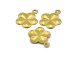 Floral Daisy Charm, Raw Brass Daisy Charms (11.5mm) N0508