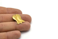 Brass Tulip Charm, 20 Raw Brass Tulip Charms With 3 Holes (22x17mm) D0213--c042