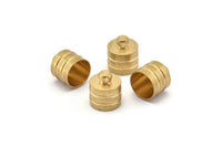 Brass End Cap, 10 Raw Brass End Cap, Cord Tip -9mm Cord End - (10x11.5mm) (b0023)