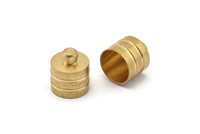 Brass End Cap, 10 Raw Brass End Cap, Cord Tip -9mm Cord End - (10x11.5mm) (b0023)