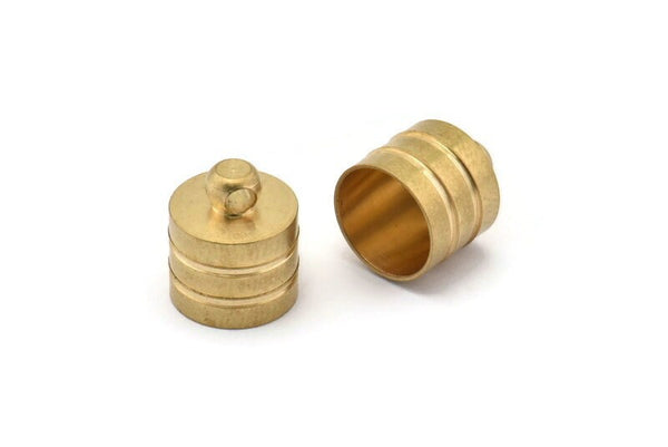 Brass End Cap, 10 Raw Brass End Cap, Cord Tip -9mm Cord End - (10x11.5mm) (b0023)