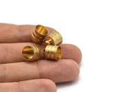 Brass End Cap, 10 Raw Brass End Cap, Cord Tip -9mm Cord End - (10x11.5mm) (b0023)