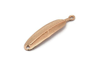 Gül Altın Amazon Yaprakları, 2 Gül Altın Kaplama Pirinç Yaprak Bağlantı Tılsımı, 2 Delikli Kabile Kolye Uçları (43x9,5 mm) N0370 F046