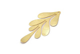 Gold Leaf Charm, 2 Gold Plated Brass Textured Leaf Charm Earrings With 1 Hole, Findings (62x26x0.60mm) D0680 Q0763