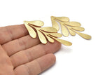 Gold Leaf Charm, 2 Gold Plated Brass Textured Leaf Charm Earrings With 1 Hole, Findings (62x26x0.60mm) D0680 Q0763
