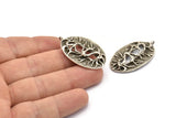 Silver Oval Charm, 2 Antique Silver Plated Brass Tree Root Pendants With 1 Loop (37x23mm) V115