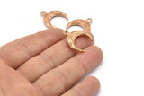 Rose Gold Moon Charm, 2 Rose Gold Plated Brass Textured Horn Charms With 1 Loop, Pendant, Jewelry Finding (19x6x4mm) N0271 Q0383