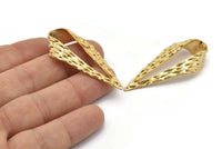 Textured Drop Charm, 1 Gold Plated Textured Drop Charms With 1 Hole, Earring Findings (47x21x9x1mm) N0198 Q0243