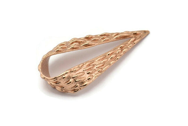 Textured Drop Charm, 1 Rose Gold Plated Textured Drop Charms With 1 Hole, Earring Findings (47x21x9x1mm) N0198 Q0243