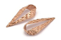 Textured Drop Charm, 1 Rose Gold Plated Textured Drop Charms With 1 Hole, Earring Findings (47x21x9x1mm) N0198 Q0243