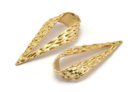 Textured Drop Charm, 1 Gold Plated Textured Drop Charms With 1 Hole, Earring Findings (47x21x9x1mm) N0198 Q0243