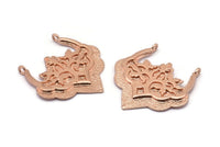Gül Altın Etnik Kolye, 2 Halkalı 1 Gül Altın Kaplama Pirinç Etnik Kolye (31x32x1,6 mm) E249 Q0506