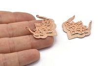 Gül Altın Etnik Kolye, 2 Halkalı 1 Gül Altın Kaplama Pirinç Etnik Kolye (31x32x1,6 mm) E249 Q0506