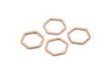 Hexagon Ring Charm, 12 Rose Gold Plated Hexagon Rings (14x1mm) BS 1222 Q0265