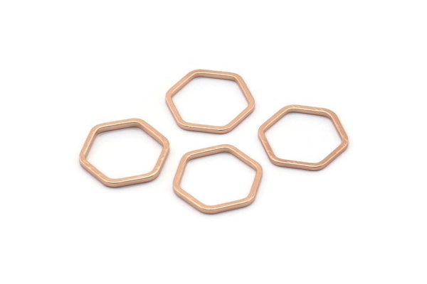 Hexagon Ring Charm, 12 Rose Gold Plated Hexagon Rings (14x1mm) BS 1222 Q0265