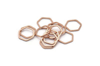 Hexagon Ring Charm, 12 Rose Gold Plated Hexagon Rings (14x1mm) BS 1222 Q0265