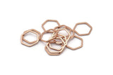 Hexagon Ring Charm, 12 Rose Gold Plated Hexagon Rings (14x1mm) BS 1222 Q0265