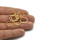 Hexagon Ring Charm, 12 Gold Plated Hexagon Rings (14x1mm) BS 1222 Q0265