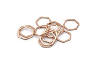 Hexagon Ring Charm, 12 Rose Gold Plated Hexagon Rings (14x1mm) BS 1222 Q0265