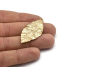Wide Brass Leaf, 2 Gold Plated Brass Leaf  Charms (46x20mm) N0190 Q0084