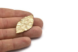 Wide Brass Leaf, 2 Gold Plated Brass Leaf  Charms (46x20mm) N0190 Q0084