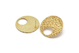 Gold Round Earring, 2 Gold Plated Brass Round Fish Scale Stud Earrings (30x1.8mm) E550 Q0829