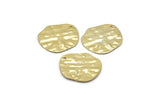 Gold Disc Charms, 4 Gold Plated Brass Hammered Disc Charms With 1 Hole, Earrings, Pendants, Findings (21x20x0.60mm) D0677