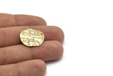 Gold Disc Charms, 4 Gold Plated Brass Hammered Disc Charms With 1 Hole, Earrings, Pendants, Findings (21x20x0.60mm) D0677