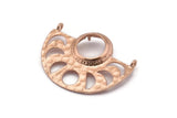 Moon Phases Pendant, 2 Rose Gold Brass Semi Circle Pendants With 2 Loops and 1 Pad Setting, Earring Findings (36x27.5x3x0.7mm) BS 1921 Q0339