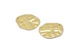 Gold Disc Charms, 4 Gold Plated Brass Hammered Disc Charms With 1 Hole, Earrings, Pendants, Findings (21x20x0.60mm) D0677