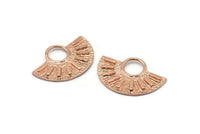 Semi Circle Pendant, 2 Rose Gold Plated Brass Semi Circle Pendants (28x19mm) A0741 Q0495
