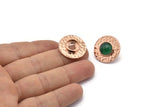 Rose Gold Round Earring, 2 Rose Gold Plated Brass Hammered Round Earring Posts With 1 Pad, Findings (22x3mm) E273