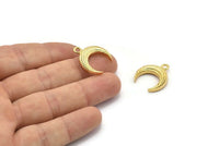 Gold Moon Charm, 1 Gold Plated Textured Horn Charms, Pendant, Jewelry Finding (19x6x4.40mm) N0269 Q0205