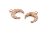 Rose Gold Moon Charm, 1 Rose Gold Plated Textured Horn Charms, Pendant, Jewelry Finding (19x6x4.40mm) N0269 Q0205