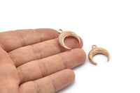 Rose Gold Moon Charm, 1 Rose Gold Plated Textured Horn Charms, Pendant, Jewelry Finding (19x6x4.40mm) N0269 Q0205