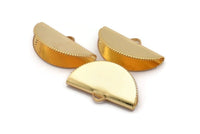 Half Moon Crimp, 2 Gold Plated Brass Ribbon Crimp End With 1 Loop, Findings (30x17.5mm) E144 Q0576