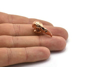 Tiny Bird Skull, 2 Rose Gold Plated Brass Bird Skull Pendant, (24x11.5x9.5mm) N0489 Q0127