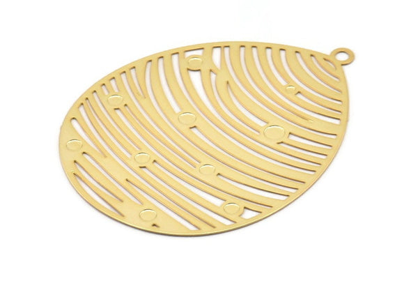 Gold Earring Charm, 2 Gold Plated Brass Ethnic Motif Earring Charms With 1 Loop Pendants, Findings (51x39mm) E482