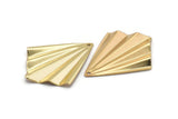 Gold Fan Charm, 2 Gold Plated Brass Fan Shaped Charm Earrings With 1 Hole, Findings (35x27x0.50mm) D0740 Q0758
