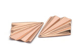 Rose Gold Fan Charm, 2 Rose Gold Plated Brass Fan Shaped Charm Earrings With 1 Hole, Findings (35x27x0.50mm) D0740 Q0758